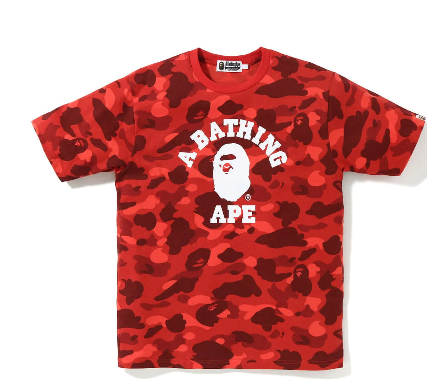 Bape #45 Red Color Camo College Tee