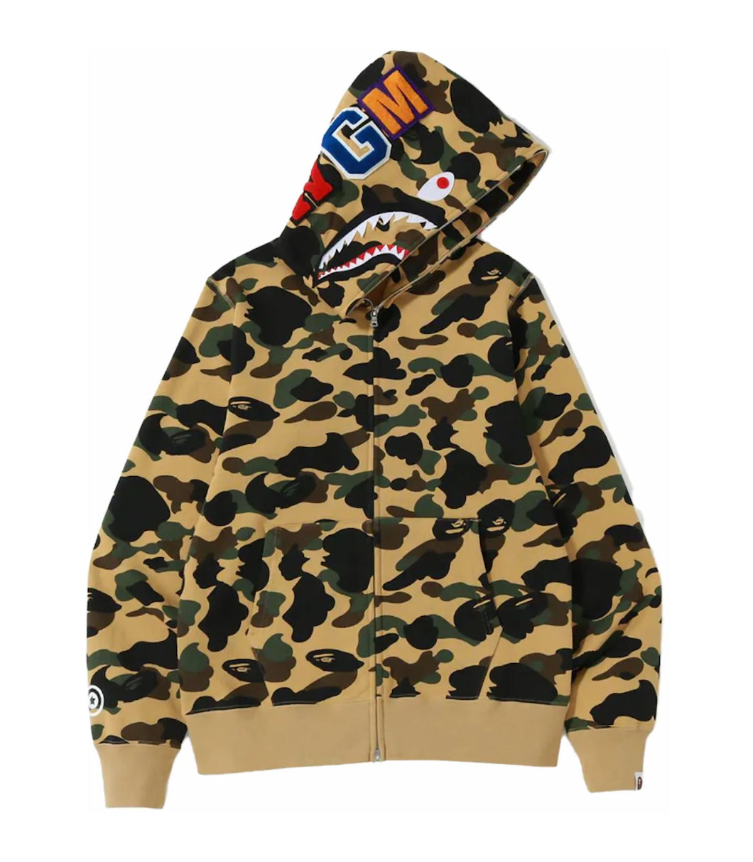 Bape #11 Shark Full Zip Hoodie Yellow