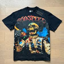 God speed black skeleton tee