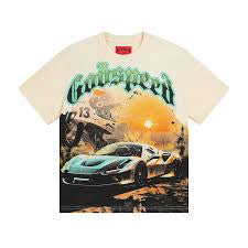God Speed cream sunset car tee