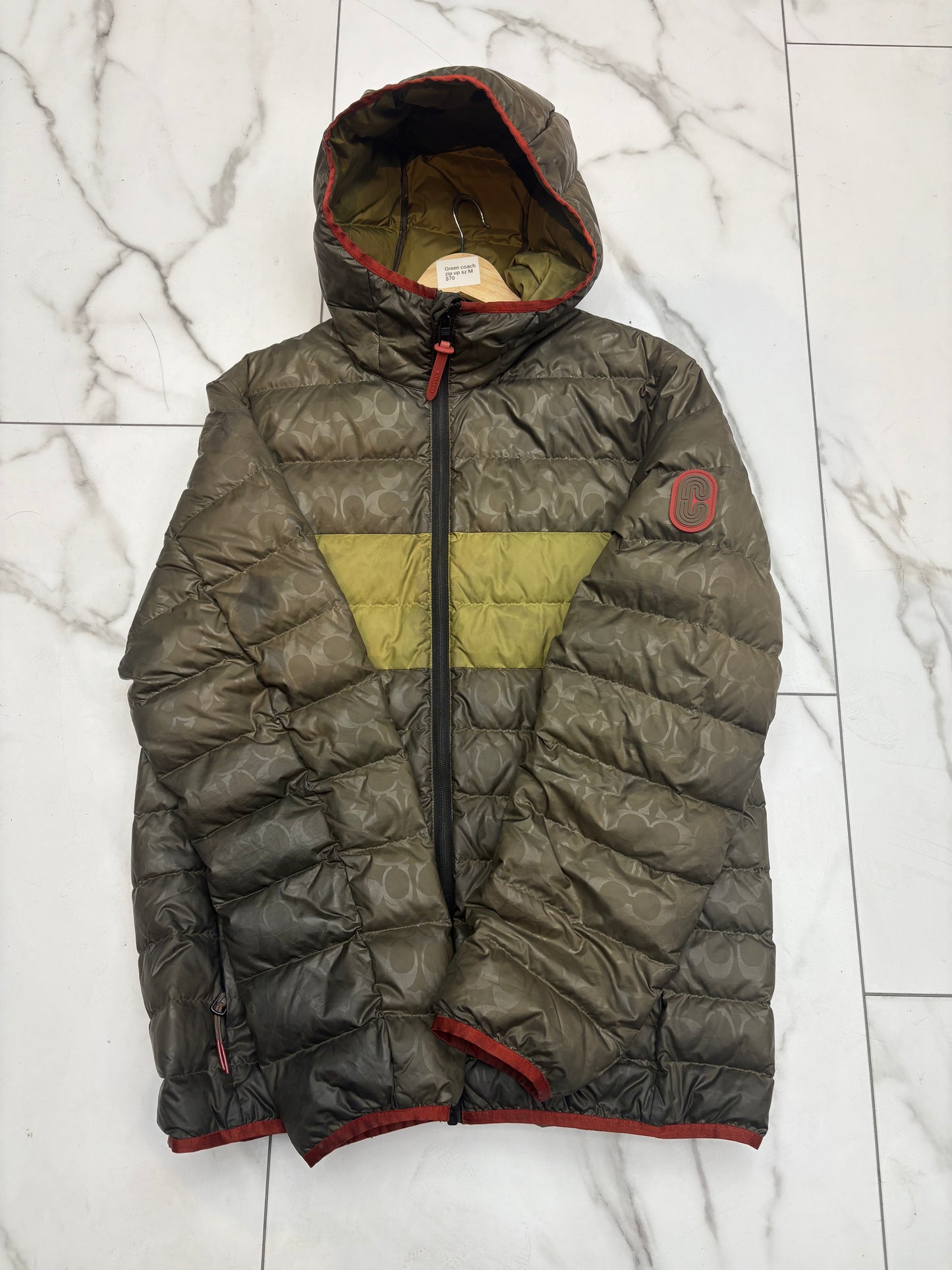 Green Coach Zip Up Puffer PRE-OWNED