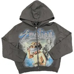 Mixed Emotion #7 Grey “Rhinestone” Zip Up