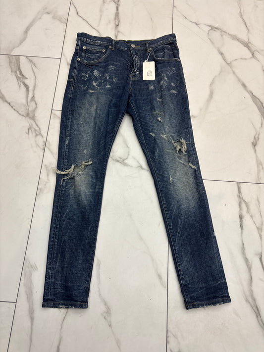 Dark Blue Purple Jeans W White Spots PRE-OWNED