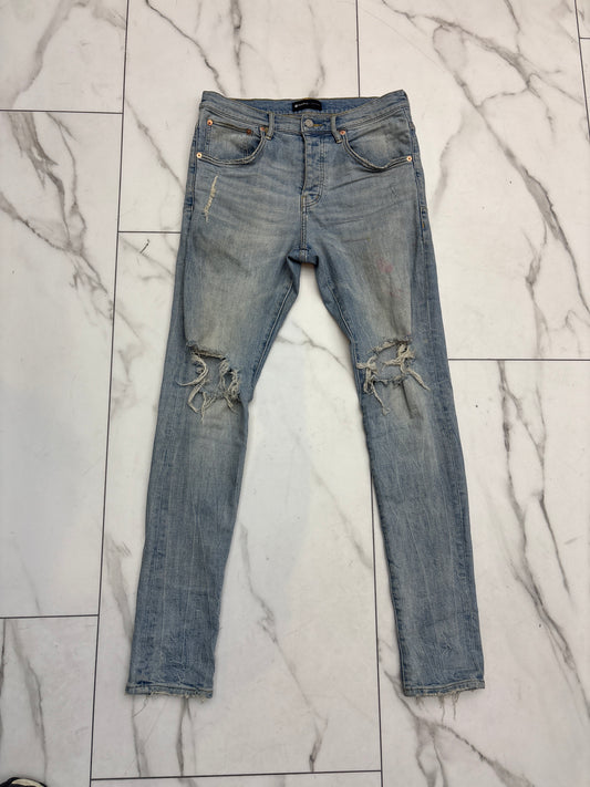 Purple Brand Double Knee Ripped Blue Jeans USED BACK TAG ONLY