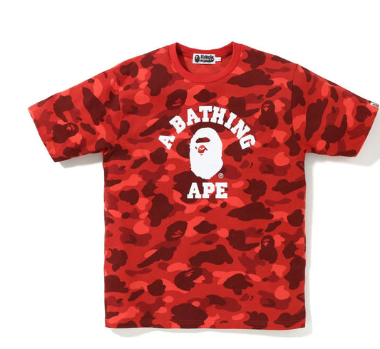 Bape #45 Red Color Camo College Tee