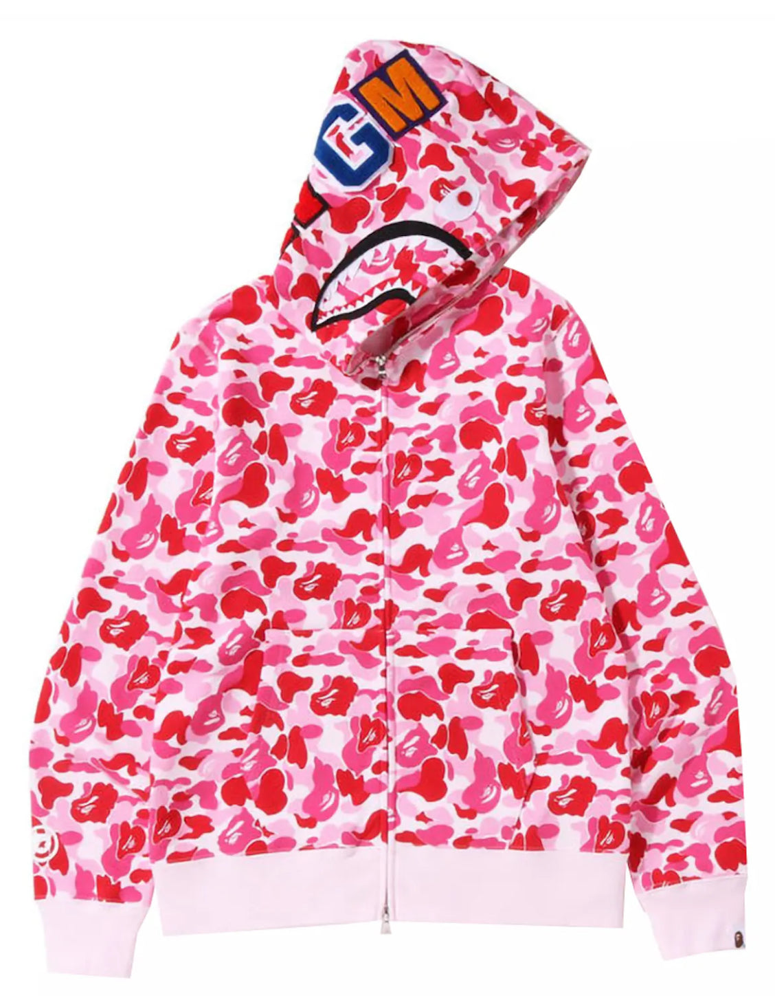 Bape #3 ABC Shark Camo Full Zip Hoodie Pink