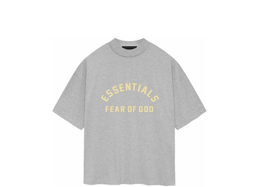 Essentials light oatmeal yellow font heavy jersey tee