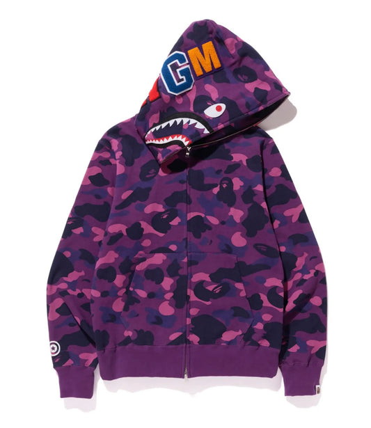 Bape #21 Shark Full Zip Hoodie Purple