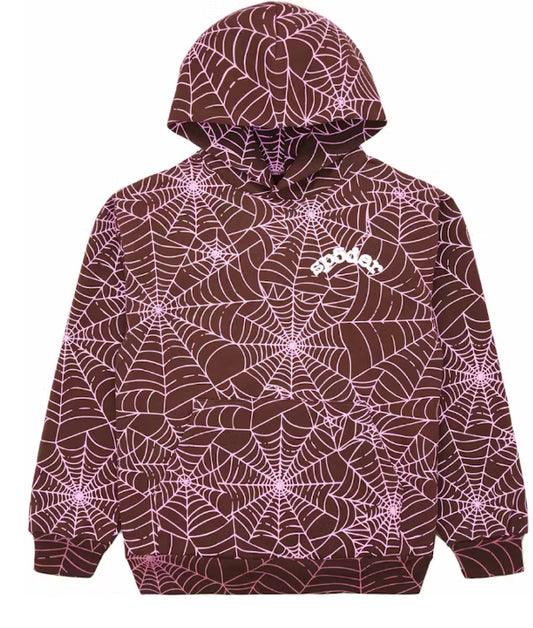 Sp5der brown AOP hoodie