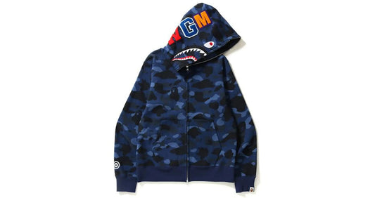 Bape #8 Color Camo Shark Full Zip Hoodie Blue