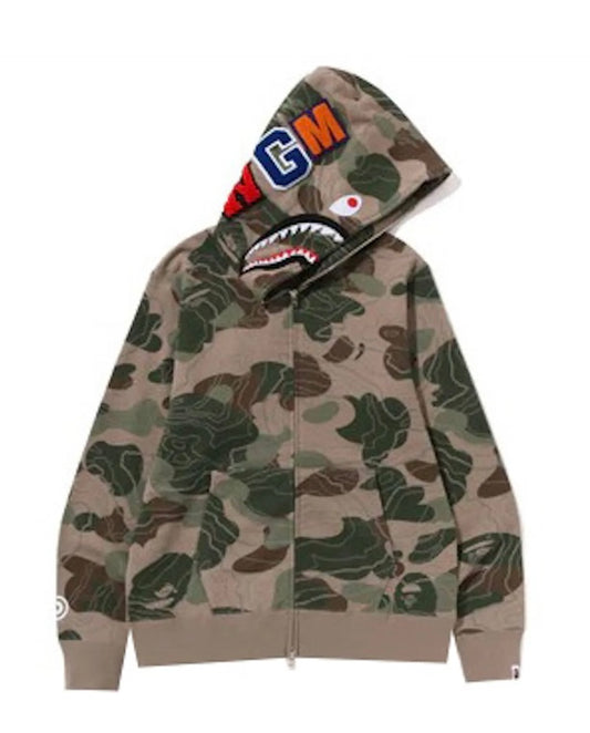 Bape #23 Color Camo Shark Pullover Hoodie (Beige)