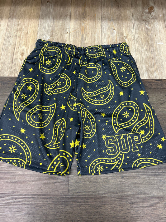 Sup Black & yellow Bandana Shorts