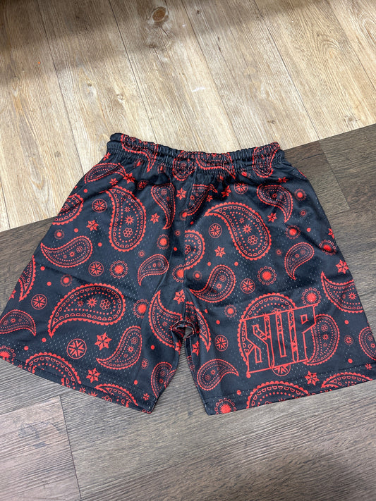 Sup Black & Red Bandana Shorts