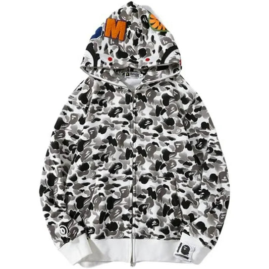 Bape #10 ABC Camo Black White Multi Full Zip Hoodie