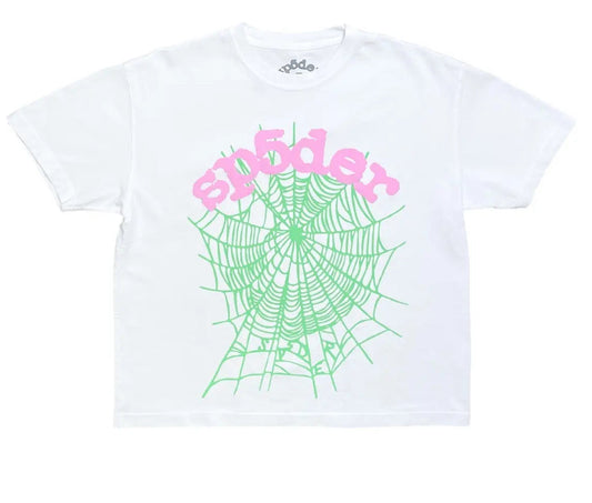 Sp5der #6 White Green Pink OG Web Tee