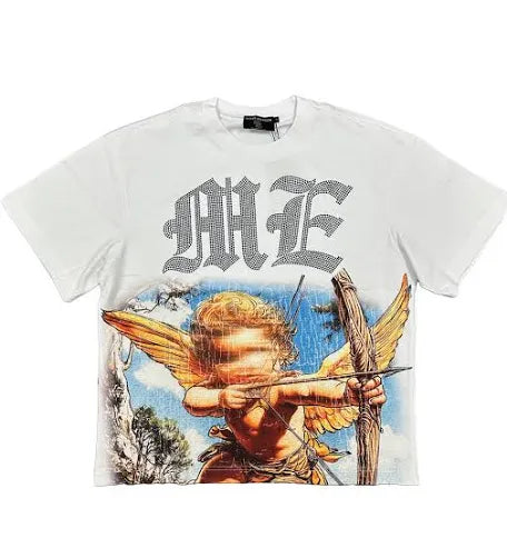 Mixed Emotion #33 White Angel Rhinestone Tee