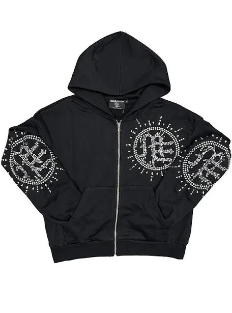 Mixed Emotion #3 Black Eclipse
Rhinestone Zip Up