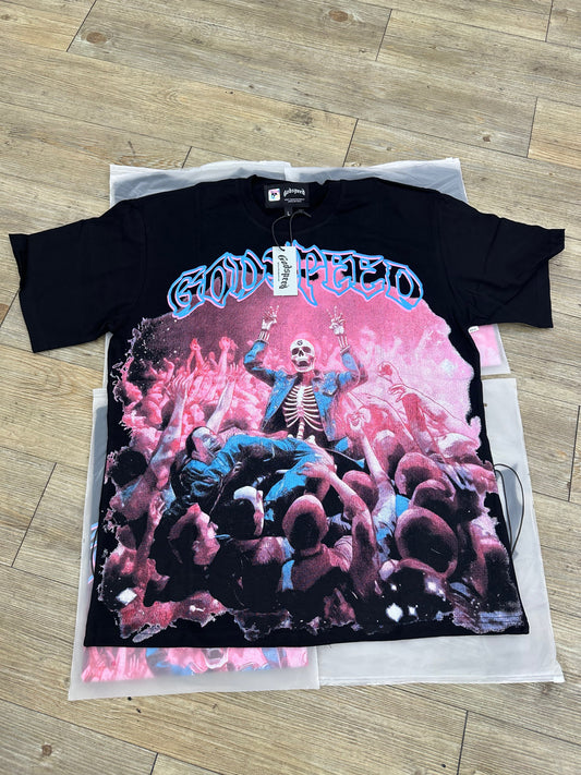God Speed Black Pink Crowd Surfing Tee